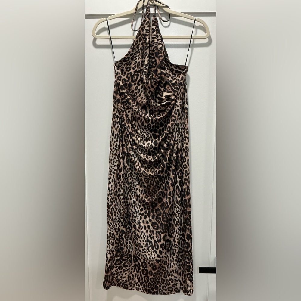 Zara Leopard Print Halter Dress